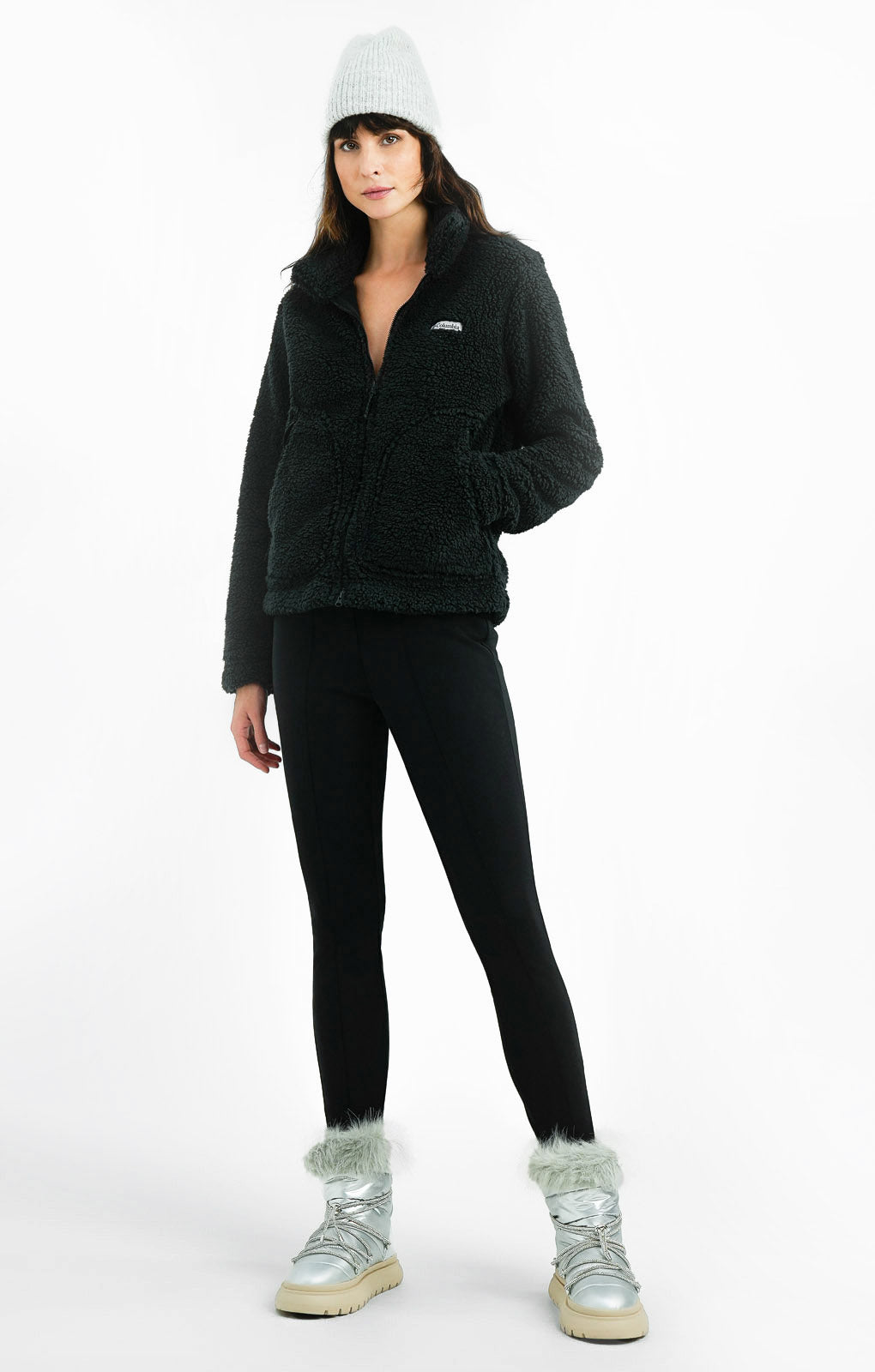 Columbia Lodge Baffled Sherpa Jacket In Black
