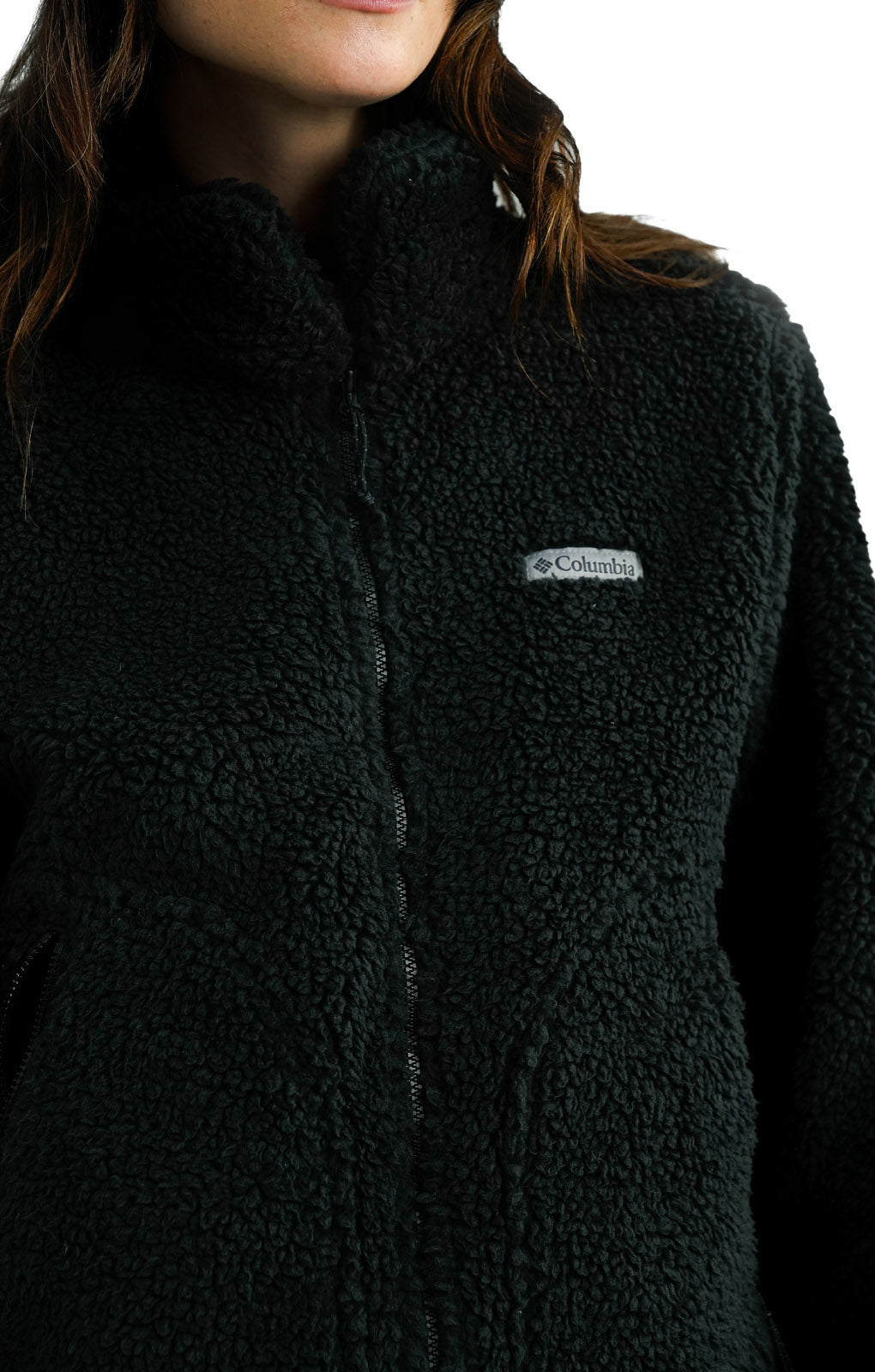 Columbia Lodge Baffled Sherpa Jacket In Black