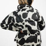 Topshop Sno Cow Print Ski Puffer Jacket In Multi
