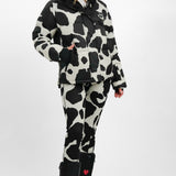 Topshop Sno Cow Print Ski Puffer Jacket In Multi