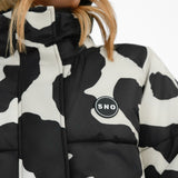 Topshop Sno Cow Print Ski Puffer Jacket In Multi