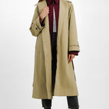 ASOS DESIGN Premium Top Collar Trench In Stone