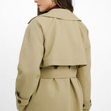 ASOS DESIGN Premium Top Collar Trench In Stone
