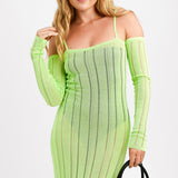 NA-KD x Josefine Hj Long Sleeve Maxi Dress In Green