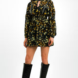 Topshop High Neck Trim Detail Mini Tea Dress In Animal Print