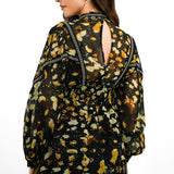 Topshop High Neck Trim Detail Mini Tea Dress In Animal Print