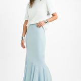 Topshop Tall Seamed Detail Maxi Skirt In Light Blue