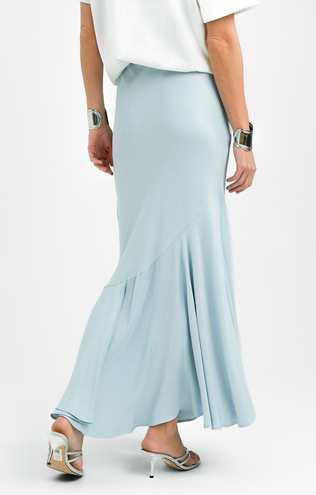 Topshop Tall Seamed Detail Maxi Skirt In Light Blue