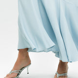Topshop Tall Seamed Detail Maxi Skirt In Light Blue