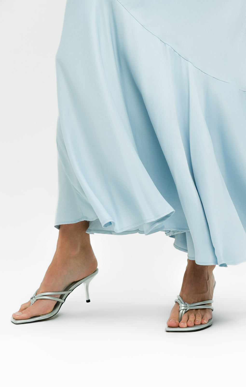 Topshop Tall Seamed Detail Maxi Skirt In Light Blue
