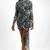 Annorlunda Digital Zebra Print Bandage Mini Dress In Black