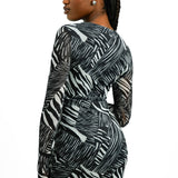 Annorlunda Digital Zebra Print Bandage Mini Dress In Black