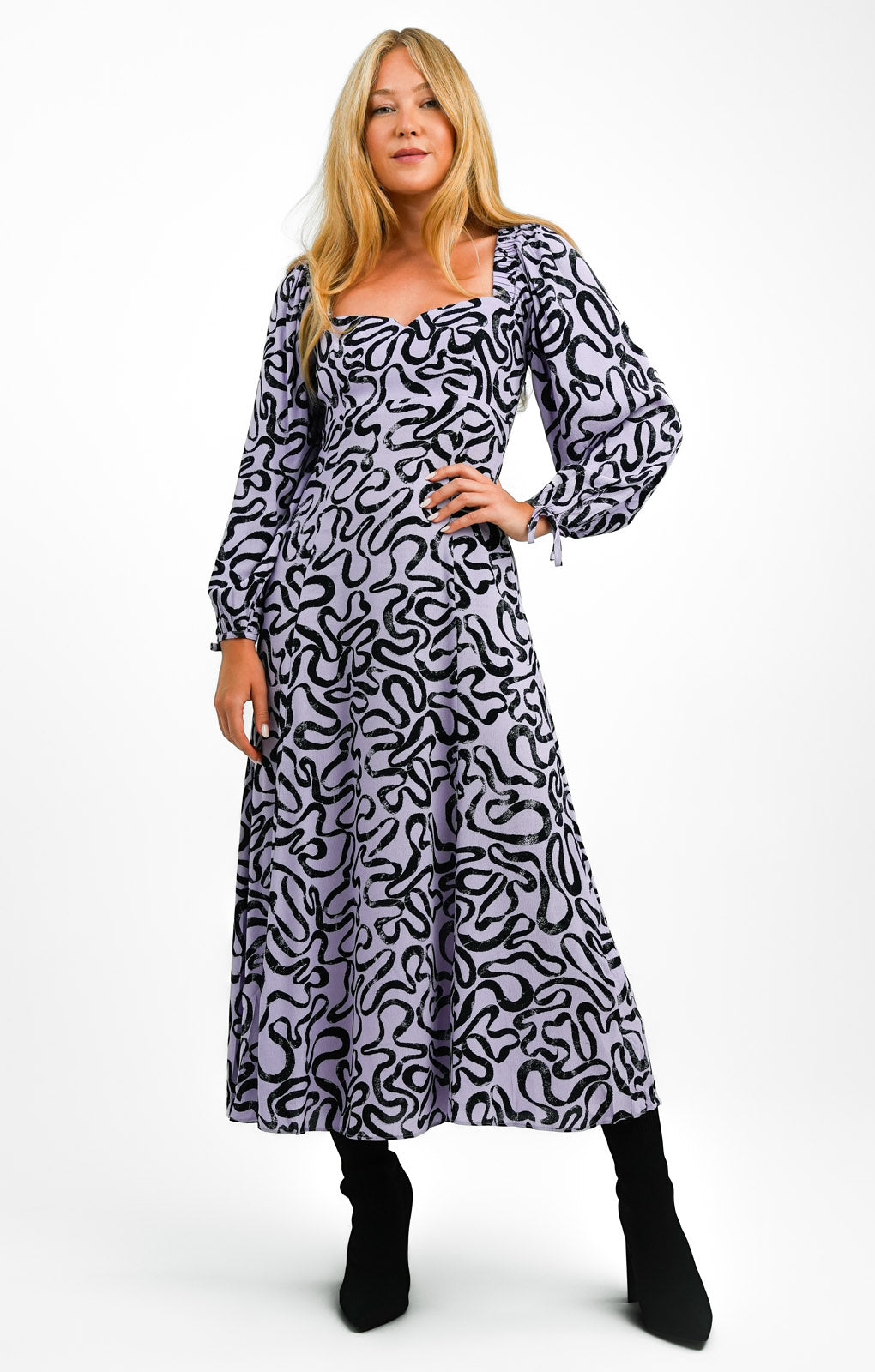 Whistles Georgie Ribbon Print Maxi Dress In Purple