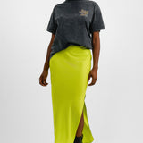 Topshop Ruched Side Maxi Skirt In Bright Lemon