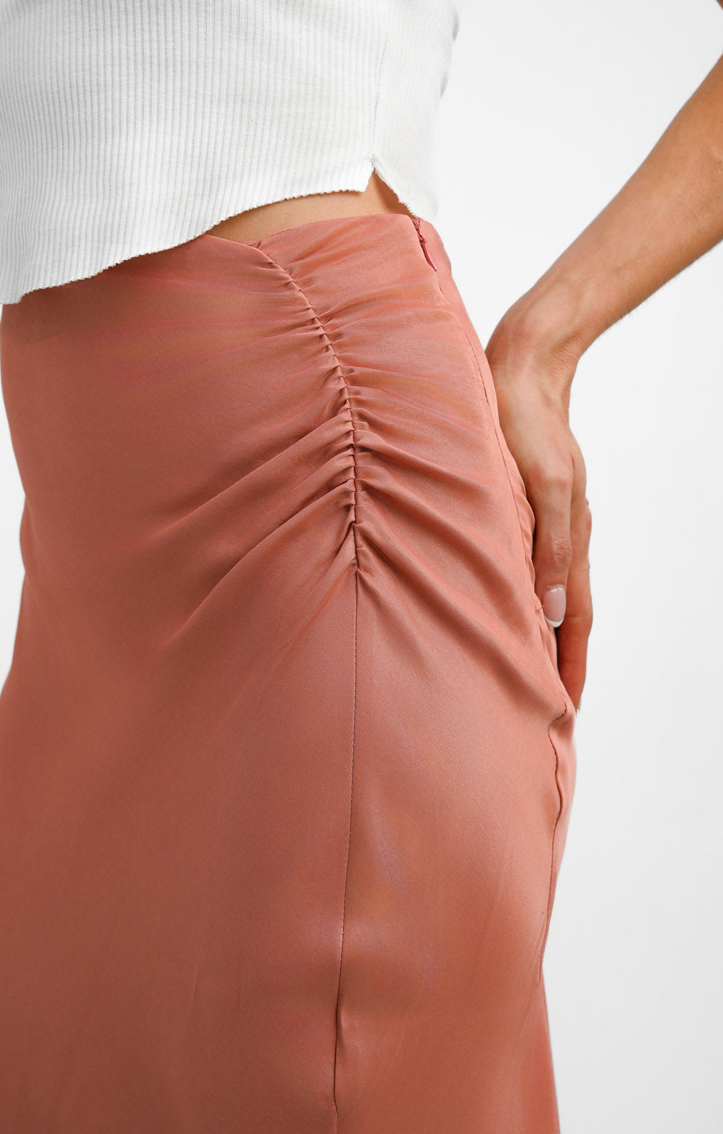 Topshop Ruched Side Maxi Skirt In Rose