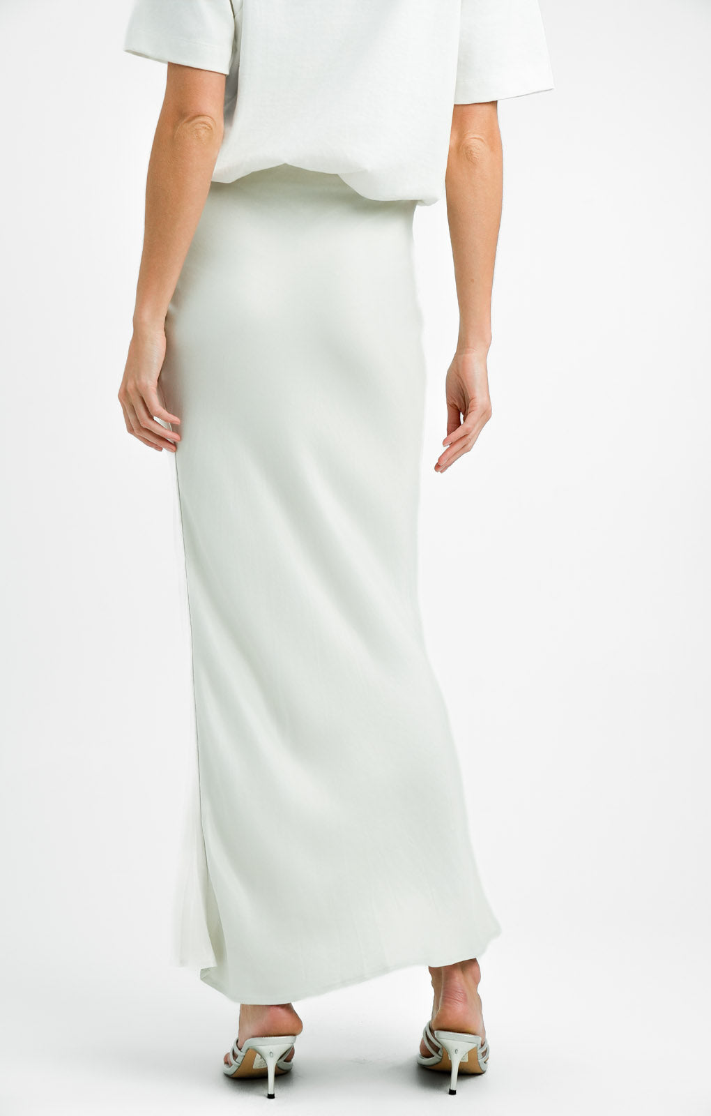 Topshop Tall Ruched Side Maxi Skirt In Light Grey