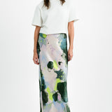 Topshop Tall Graffiti Print Satin Bias Maxi Skirt In Multi