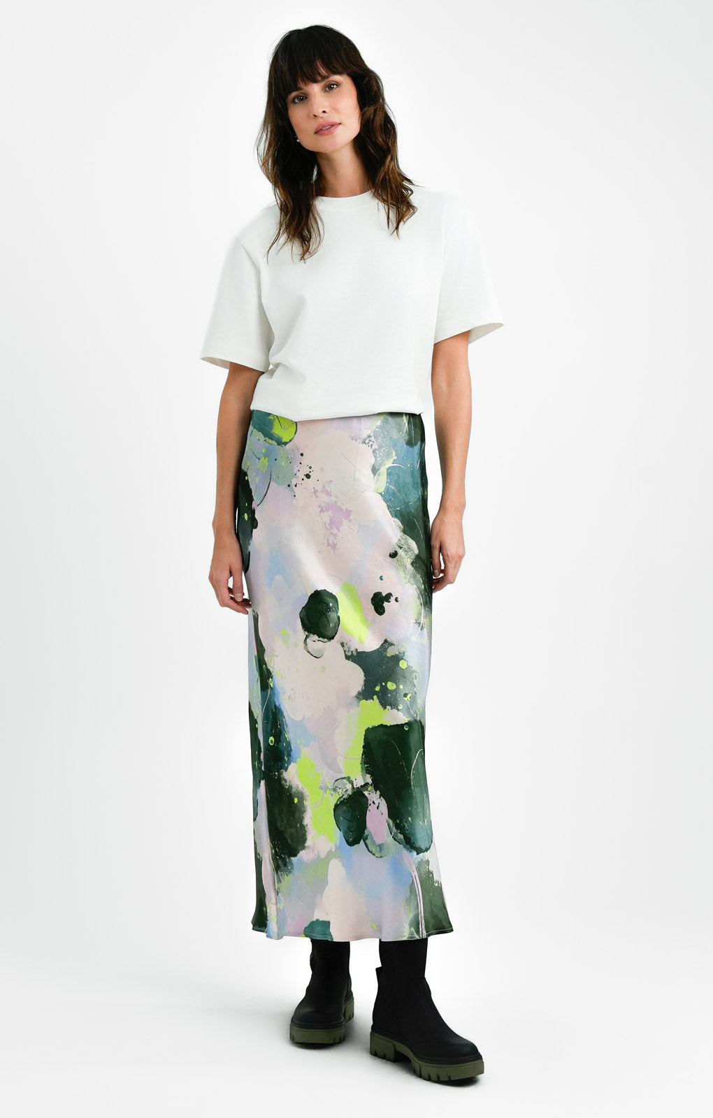 Topshop Tall Graffiti Print Satin Bias Maxi Skirt In Multi