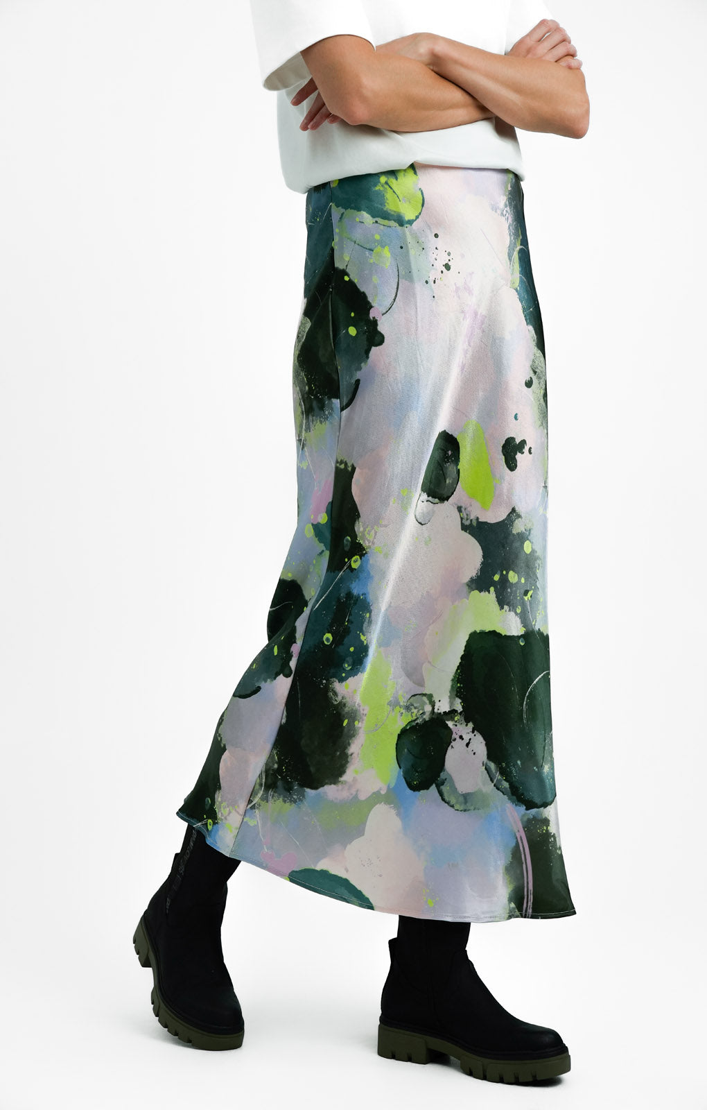 Topshop Tall Graffiti Print Satin Bias Maxi Skirt In Multi