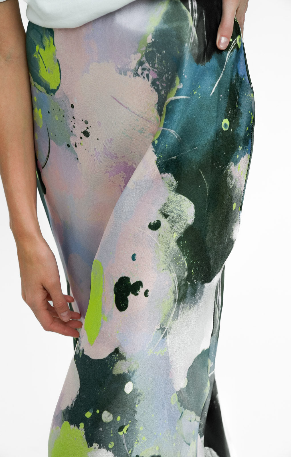 Topshop Tall Graffiti Print Satin Bias Maxi Skirt In Multi