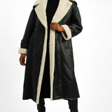 4th & Reckless Premium Longline Contrast Faux Shearling Coat In Black And Cream