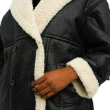 4th & Reckless Premium Longline Contrast Faux Shearling Coat In Black And Cream