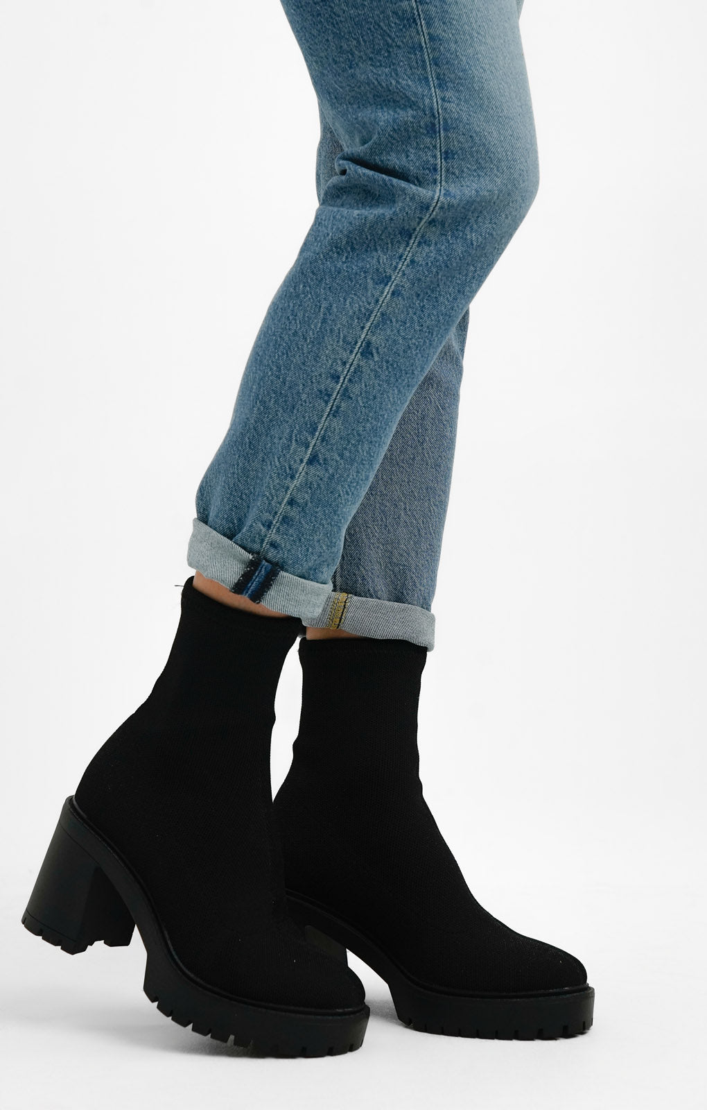 ASOS DESIGN Explore Chunky Heeled Sock Boots In Black