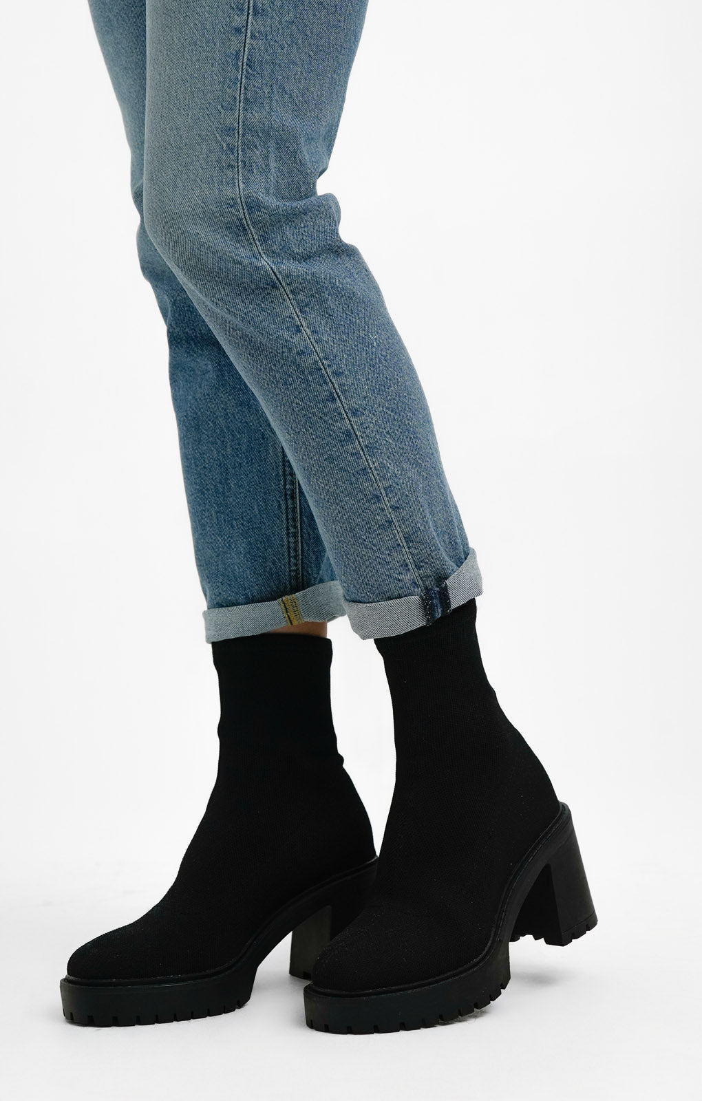 ASOS DESIGN Explore Chunky Heeled Sock Boots In Black