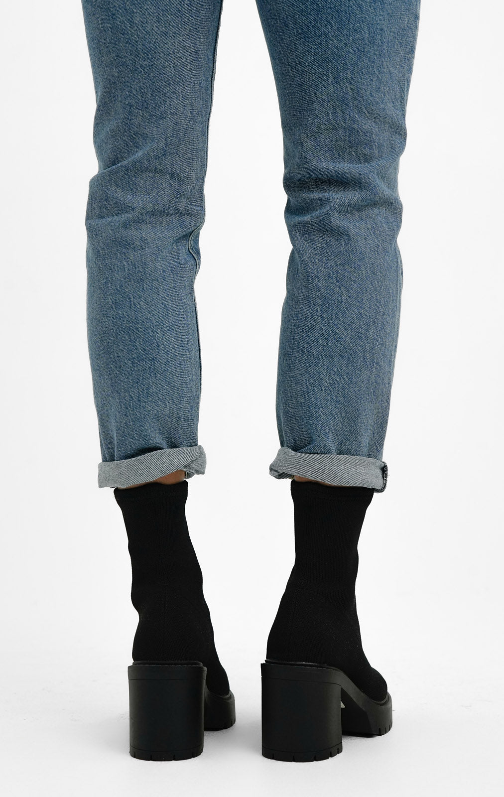 ASOS DESIGN Explore Chunky Heeled Sock Boots In Black