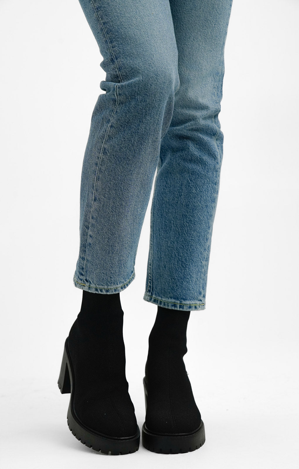 ASOS DESIGN Explore Chunky Heeled Sock Boots In Black