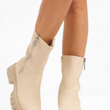 ASOS DESIGN Amalfi Zip Up Biker Boots In Off-White