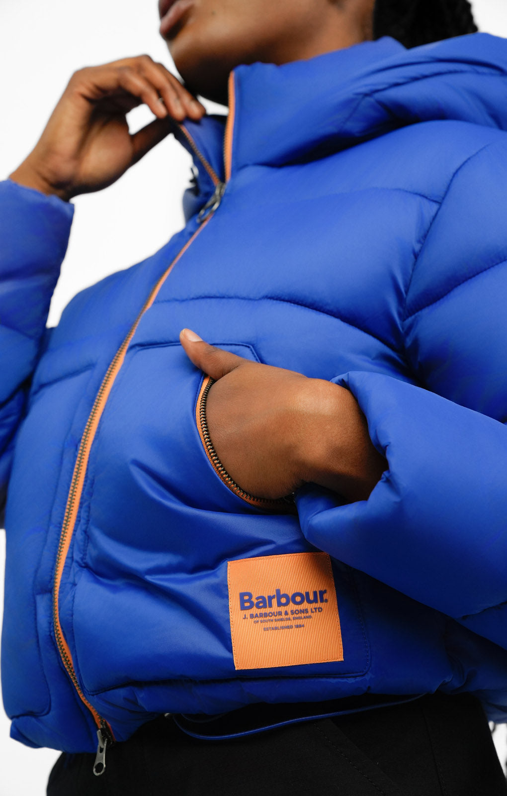 Barbour x ASOS Exclusive Hooded Puffer Coat In Blue
