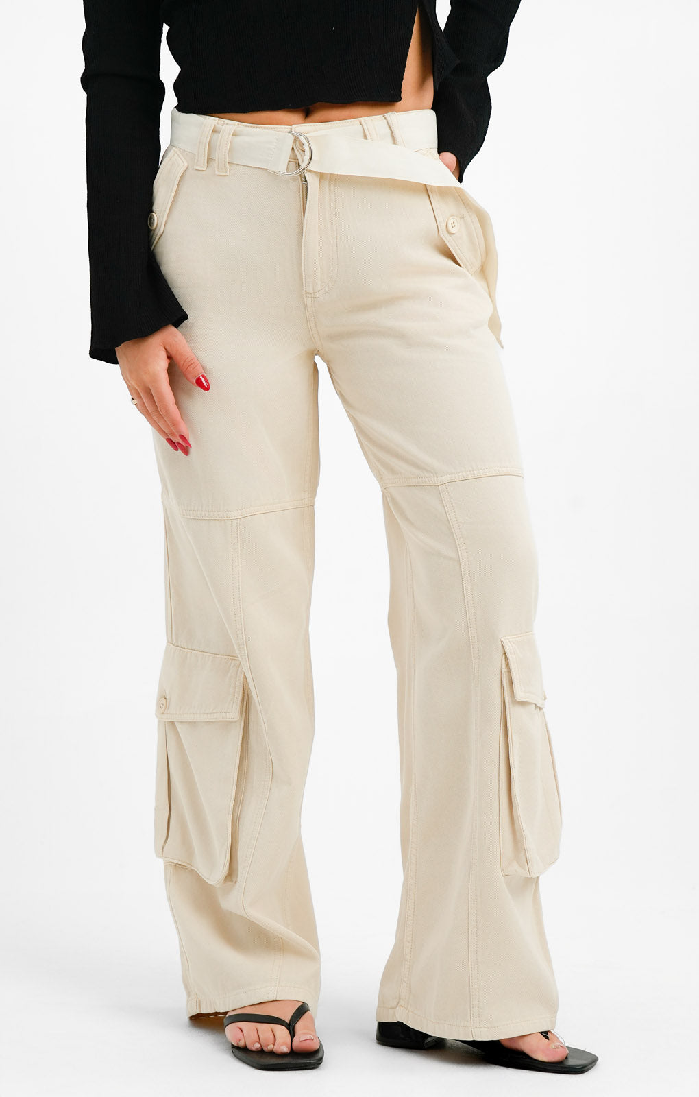 ASOS DESIGN Soft Oversized Cargo With Belt In Ecru