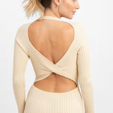 Bardot Midi Knit Dress In Cream