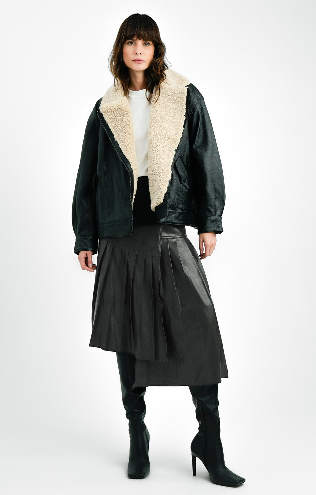 ASOS EDITION Real Leather Ultimate Aviator Coat In Black