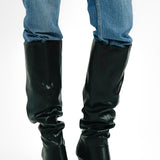 ASOS DESIGN Clove Cone Heel Slouch Knee Boots In Black