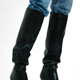ASOS DESIGN Clove Cone Heel Slouch Knee Boots In Black