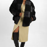 ASOS EDITION Oversized Faux Leather Patchwork Bomber Jacket In Black
