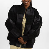 ASOS EDITION Oversized Faux Leather Patchwork Bomber Jacket In Black