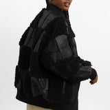 ASOS EDITION Oversized Faux Leather Patchwork Bomber Jacket In Black
