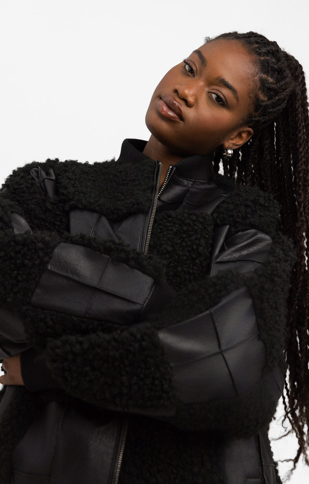 ASOS EDITION Oversized Faux Leather Patchwork Bomber Jacket In Black