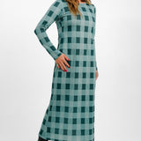 Native Youth Check Back Detail Midaxi Dress In Blue