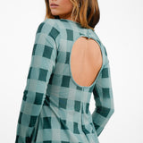 Native Youth Check Back Detail Midaxi Dress In Blue