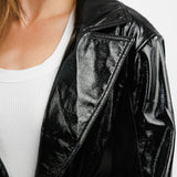 ASOS DESIGN Faux Leather Strong Shoulder Midi Dad Coat With Belt In Black