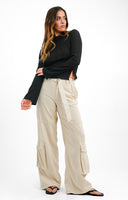 Plisse Top With Split Detail In Black