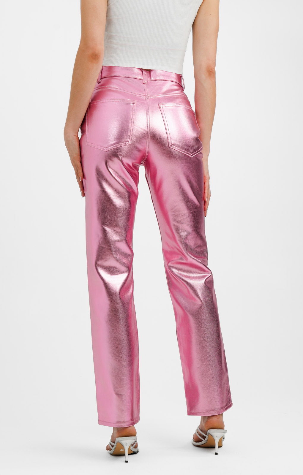 ASOS DESIGN 90'S Straight Jean In Pink Metallic