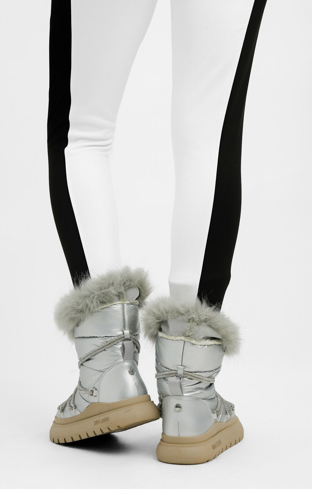 Steve Madden Ice-Storm Snow Boot With Embellished Lace In Silver