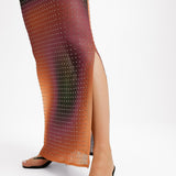 ASOS DESIGN Co-Ord Mesh Hotfix Column Maxi Skirt In Ombre Print