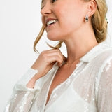 4th & Reckless Sequin Tie Side Mini Shirt Dress In White Iridescent