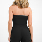 4th & Reckless Bandeau Diamante Trim Sweetheart Neckline Flared Jumpsuit In Black